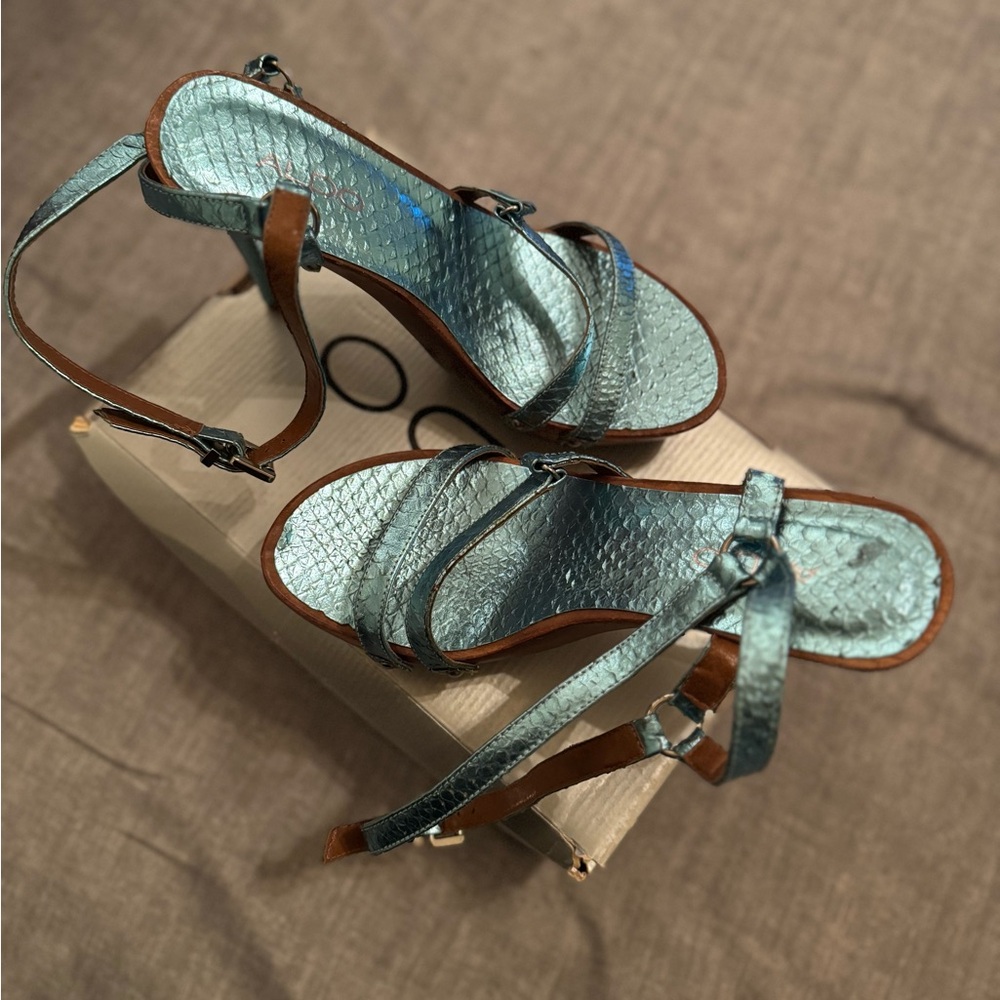 Aldo Mermaid Shimmering Blue and Brown Sandals